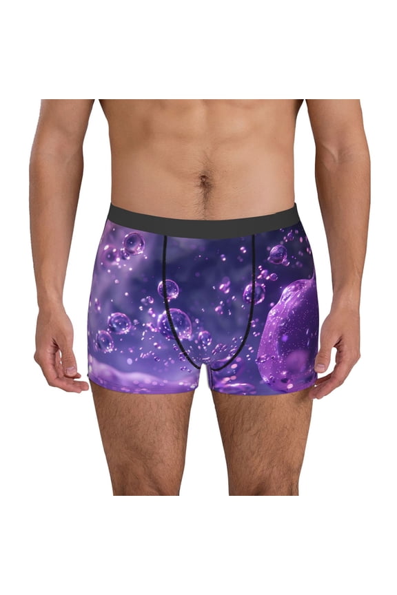 Purple Bubble Abstract Art Print Mens Boxer Briefs,Boxer Briefs for Men,Breathable Stretch Underwear,Boys Boxer Briefs-Large