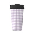 thumbnail image 1 of Logiee Purple Checkboard Print Stainless Steel Coffee Tumbler, Travel Coffee Mug, Insulated Coffee Mug with Lid, Spill Proof Coffee Cup, Portable Thermal Mug, 1 of 8