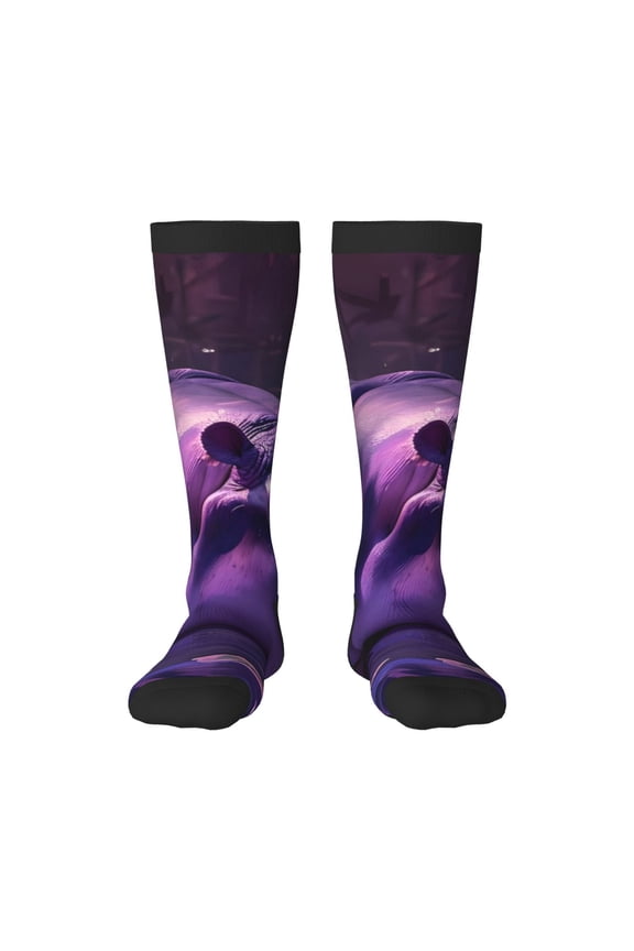 Purple Hippo In Water Print Gift Stocking Stuffers,Adult Stockings,Novelty Socks,Funny Socks Birthday Running Walking Sleeping