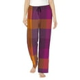 thumbnail image 1 of Logiee Purple Yellow Buffalo Plaid Print Women Pajama Pants,Comfy Pj Bottom with Pockets & Drawstring,Stretch Casual Sleepwear-Small, 1 of 6