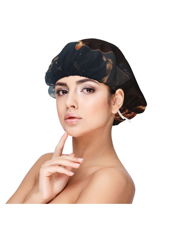 Pyramid Desert Cat Print Silk Bonnet Satin Bonnet for Sleeping Women and Men,Double Layer Hair Bonnet for Curly Braids Hair
