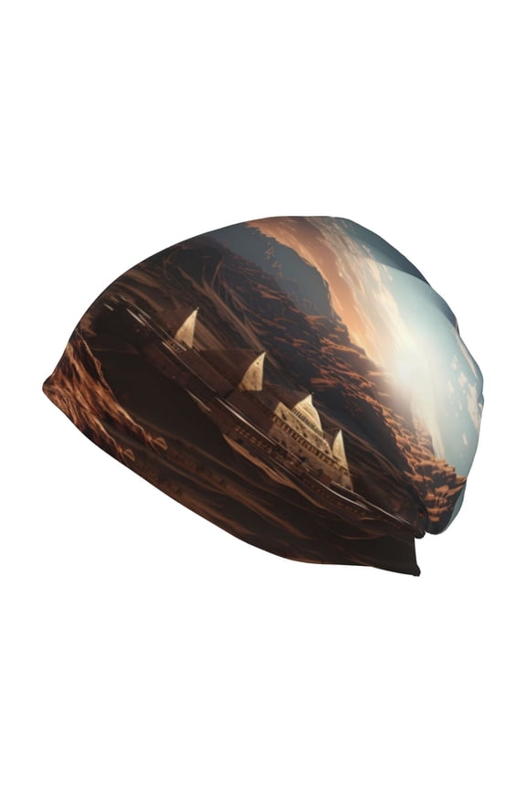 Pyramid Desert Cat Print Unisex Knit Beanie for Men Women Winter Hat,Beanies Skull Caps