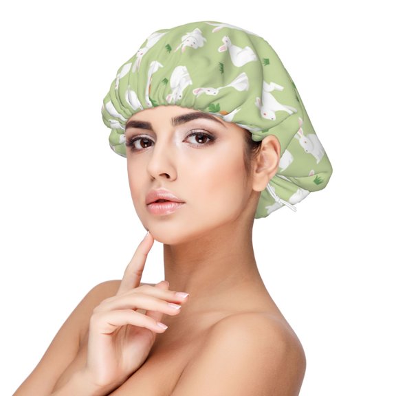 Logiee Rabbit And Carrot (2) Print Silk Bonnet Satin Bonnet for Sleeping Women and Men,Double Layer Hair Bonnet for Curly Braids Hair