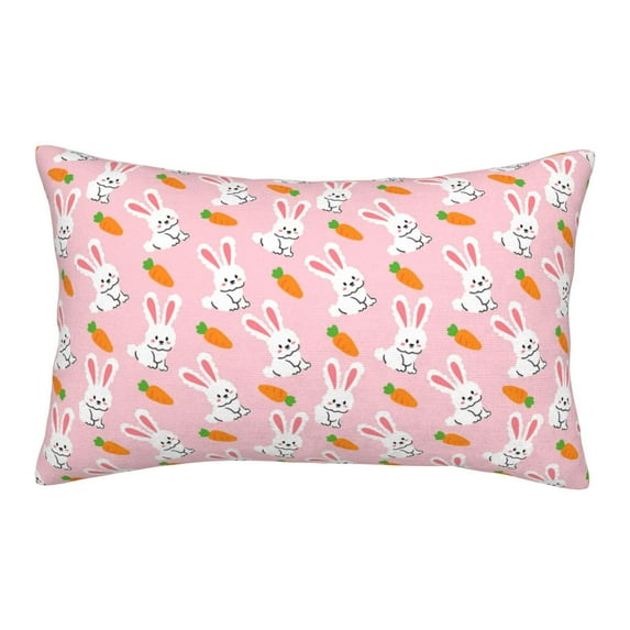 Logiee Rabbit And Carrot Print Pillow Case,Throw Pillow Covers, Double Sided Plush Cushion Cover for Couch Sofa Bed, Only Pillowcase-14"x20"