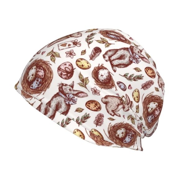 Logiee Rabbit And Egg Print Unisex Knit Beanie for Men Women Winter Hat,Beanies Skull Caps