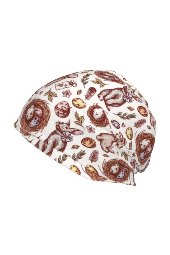 Rabbit And Egg Print Unisex Knit Beanie for Men Women Winter Hat,Beanies Skull Caps
