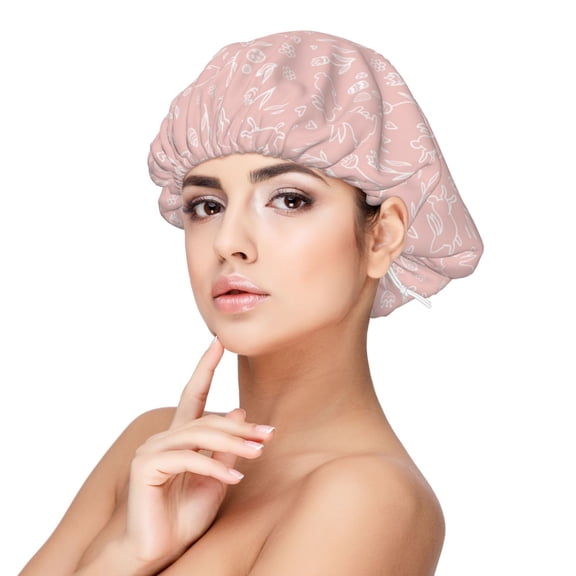 Logiee Rabbit And Flower Print Silk Bonnet Satin Bonnet for Sleeping Women and Men,Double Layer Hair Bonnet for Curly Braids Hair
