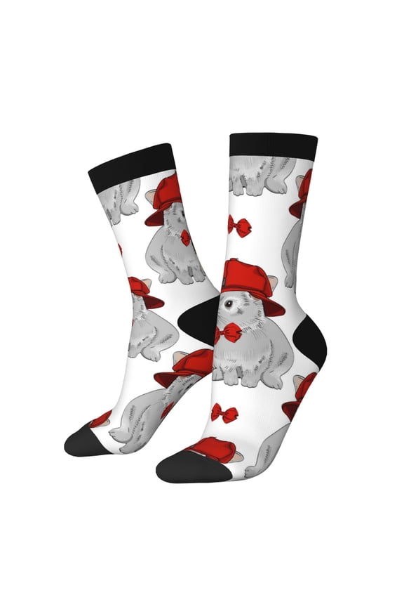 Rabbit And Hedgehog Print Adult Socks for Men & Women,Calf Socks, Ankle Socks,Boots Socks,Breathable Casual Sock,Unisex Crew Socks