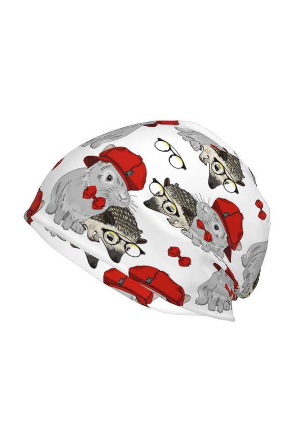 Rabbit And Hedgehog Print Unisex Knit Beanie for Men Women Winter Hat,Beanies Skull Caps
