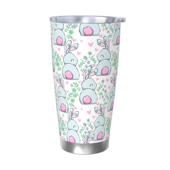 Logiee Rabbit Back View Print 20OZ Car Cup with Lid, Stainless Steel Vacuum Insulated Double Wall Travel Tumbler, Durable Insulated Coffee Mug,Thermal Cup with Straw-Without Straw