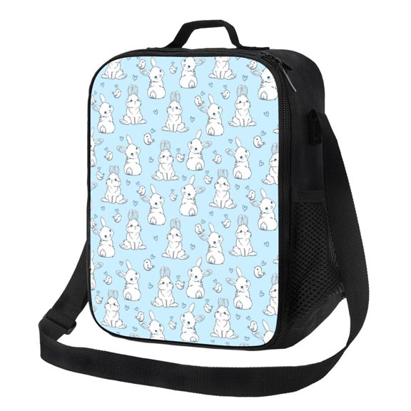 Logiee Rabbit And Bird Print Insulated Lunch Bag for Women/Men, Reusable Lunch Box for Office Work School Picnic Beach,Leakproof Freezable Cooler Bag with Shoulder Strap