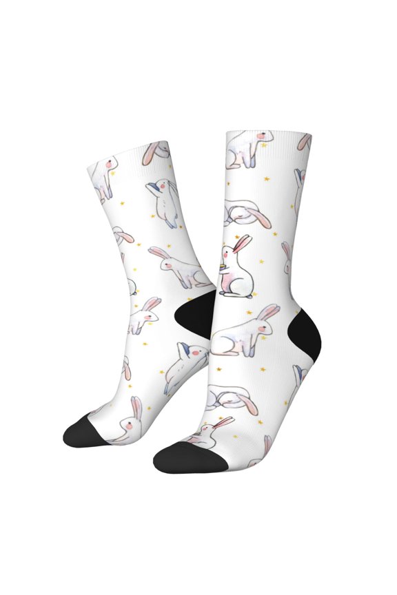Rabbit Eating Print Adult Socks for Men & Women,Calf Socks, Ankle Socks,Boots Socks,Breathable Casual Sock,Unisex Crew Socks