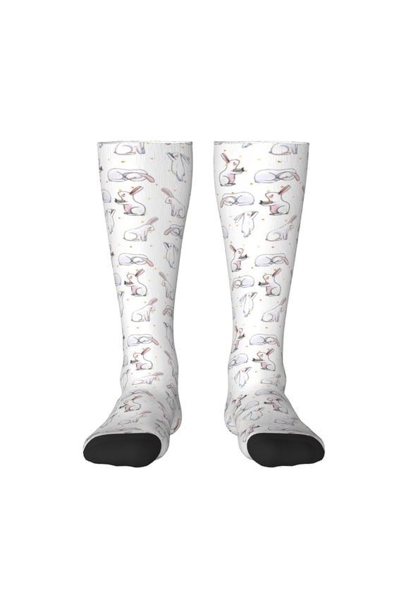 Rabbit Eating Print Gift Stocking Stuffers,Adult Stockings,Novelty Socks,Funny Socks Birthday Running Walking Sleeping
