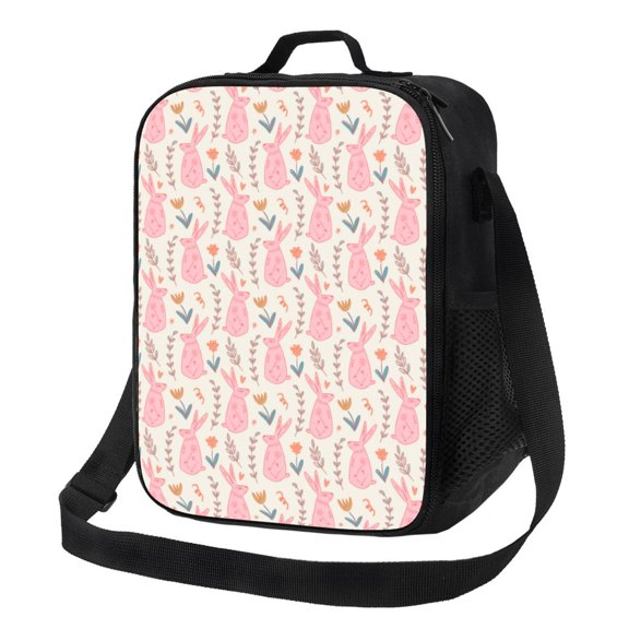 Logiee Rabbit Print Insulated Lunch Bag for Women/Men, Reusable Lunch Box for Office Work School Picnic Beach,Leakproof Freezable Cooler Bag with Shoulder Strap