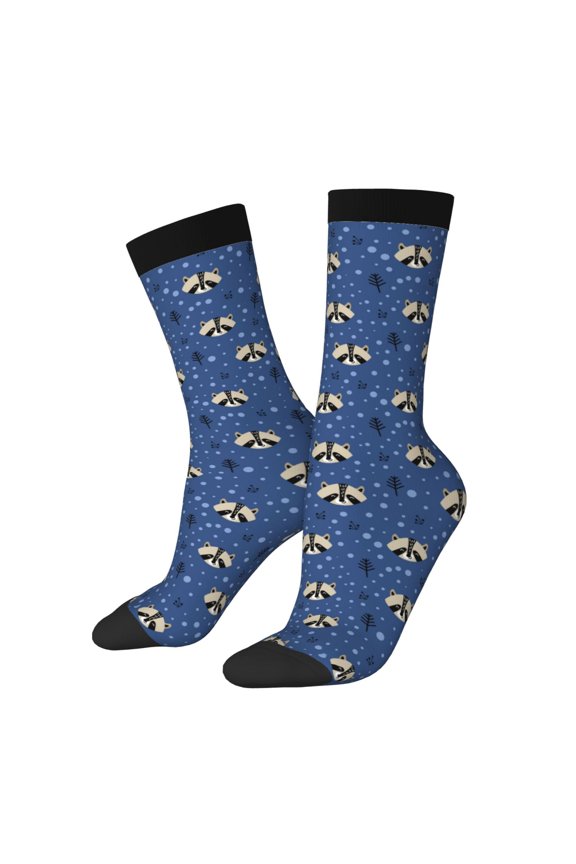 Raccoon blue point Print Adult Socks for Men & Women,Calf Socks, Ankle Socks,Boots Socks,Breathable Casual Sock,Unisex Crew Socks