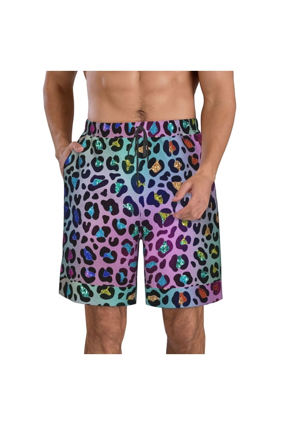 Rainbow Animal Skin Print Mens Swim Trunks Quick Dry Board Shorts,Breathable Hawaii Beach Shorts Swimwear Bathing Suits-XX-Large