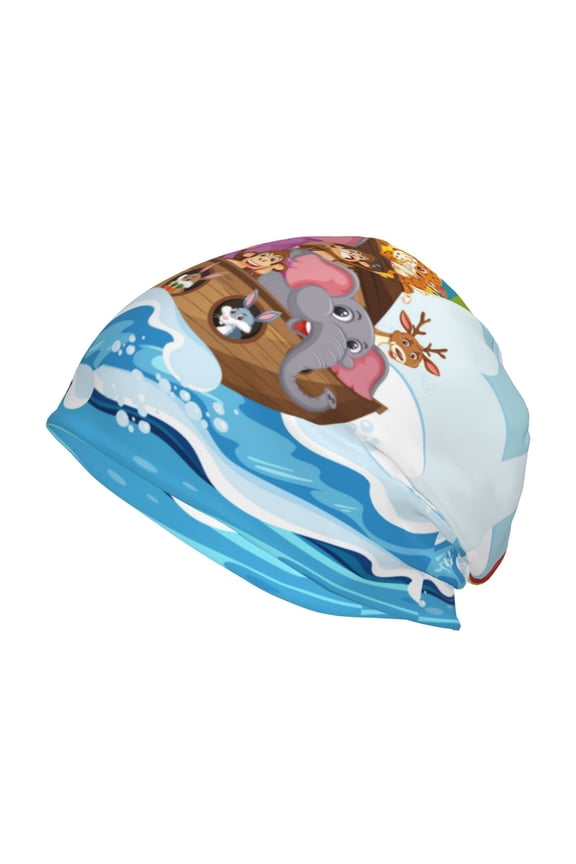 Rainbow Animals on Noah's Ark Print Unisex Knit Beanie for Men Women Winter Hat,Beanies Skull Caps