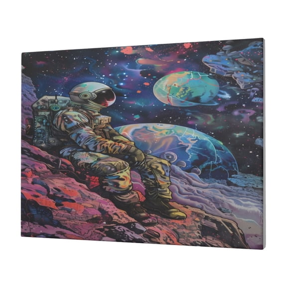 Logiee Rainbow Astronaut Space Landscape Print Canvas Wall Art,Canvas Picture Prints with Frame, Wall Art Decorative,Canvas Decorative,Suitable for Living Room Bedroom Office Room 30x40