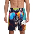 thumbnail image 1 of Logiee Rainbow Bulldog Sunglasses Print Men's Pajama Shorts with Drawstring & Pockets,Sleep Shorts for Men,Sleepwear Bottoms,Elastic Waistband Loungewear-4X-Large, 1 of 6
