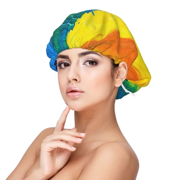 Logiee Rainbow Colored Print Silk Bonnet Satin Bonnet for Sleeping Women and Men,Double Layer Hair Bonnet for Curly Braids Hair