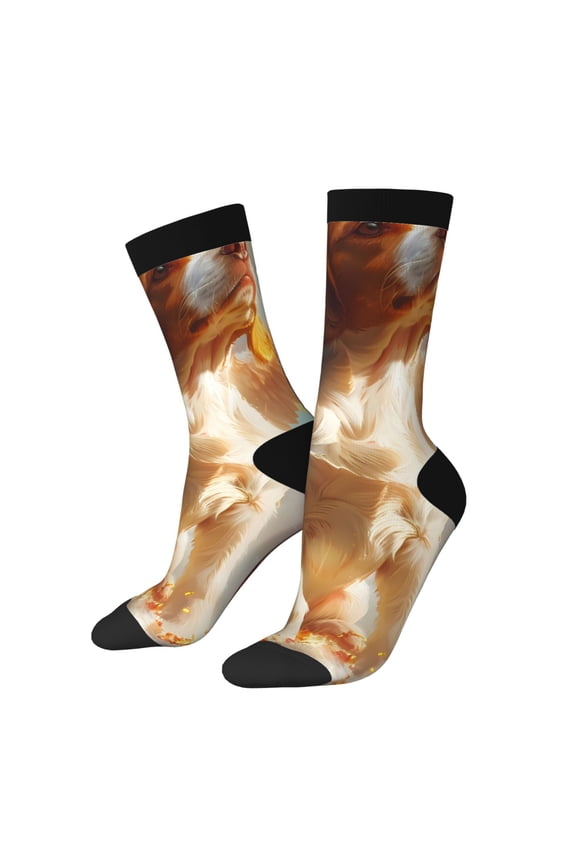 Rainbow English Cocker Spaniel Print Adult Socks for Men & Women,Calf Socks, Ankle Socks,Boots Socks,Breathable Casual Sock,Unisex Crew Socks