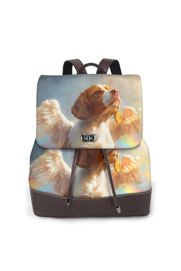 Logiee Rainbow English Cocker Spaniel Print Backpack Purse for Women,Fashion Leather Backpack Purse,Women's Leather Backpack for Work College Travel