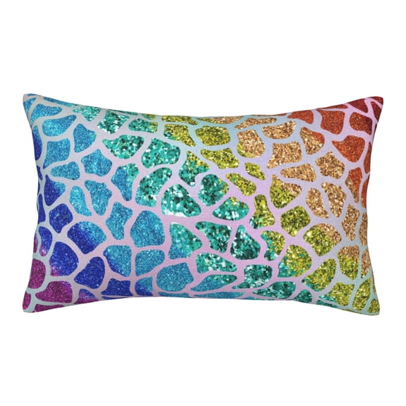 Logiee Rainbow Glitter Print Pillow Case,Throw Pillow Covers, Double Sided Plush Cushion Cover for Couch Sofa Bed, Only Pillowcase-20"x30"