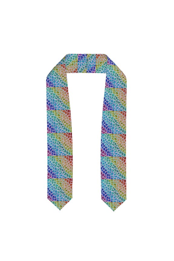 Rainbow Glitter Print Unisex Adult Graduation Stole Shawl 72" Long for Academic Commencements Shawl-Flattened