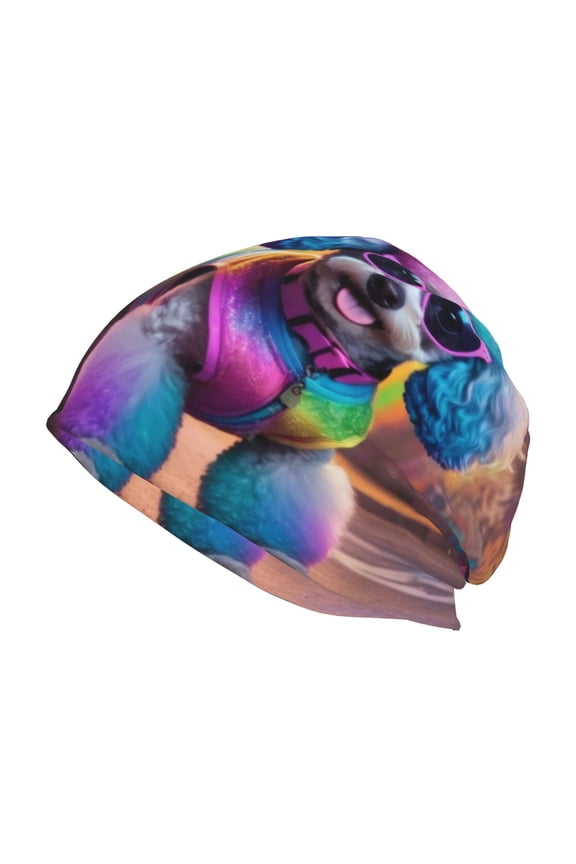 Rainbow Poodle Urban Street Print Unisex Knit Beanie for Men Women Winter Hat,Beanies Skull Caps