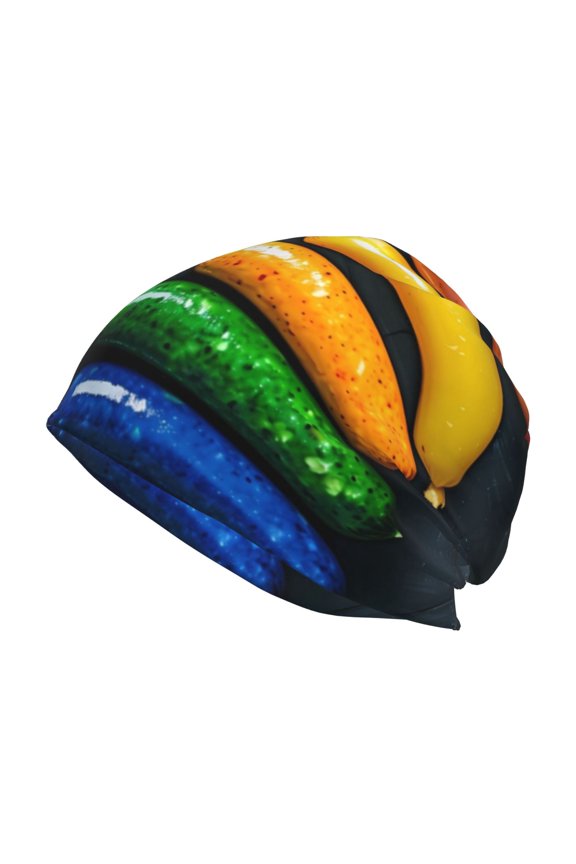 Rainbow Sausages On Dark Slate Print Unisex Knit Beanie for Men Women Winter Hat,Beanies Skull Caps