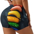 thumbnail image 1 of Logiee Rainbow Sausages On Dark Slate Print Women's Biker Shorts,Workout Gym Shorts,Scrunch Shorts,Tummy Control Hidden Scrunch Running Yoga Shorts-X-Large, 1 of 8