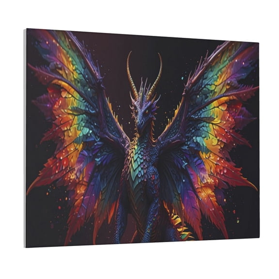 Logiee Rainbow Wings Majestic Dragon Print Canvas Wall Art ,Art Poster,Canvas Decorative Picture,Decor Wall Pictures for Living Room Bedroom Bathroom,Ready to Hang