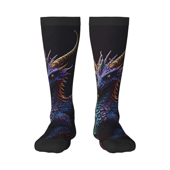 Logiee Rainbow Wings Majestic Dragon Print Gift Stocking Stuffers,Adult Stockings,Novelty Socks,Funny Socks Birthday Running Walking Sleeping