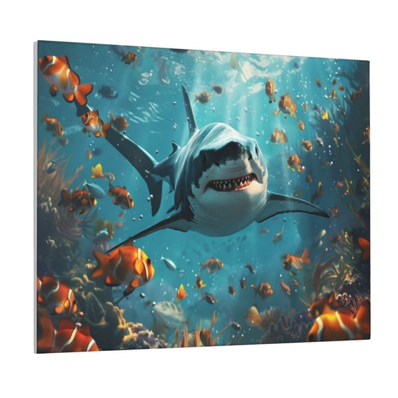 Logiee Realistic Ocean Shark Print Canvas Wall Art ,Art Poster,Canvas Decorative Picture,Decor Wall Pictures for Living Room Bedroom Bathroom,Ready to Hang