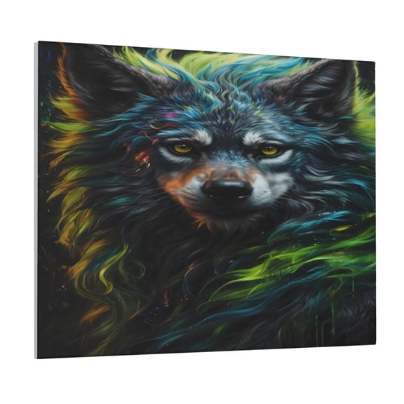 Logiee Realistic Style Green Fur Wolf Print Canvas Wall Art ,Art Poster,Canvas Decorative Picture,Decor Wall Pictures for Living Room Bedroom Bathroom,Ready to Hang