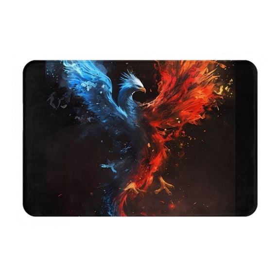 Logiee Red And Blue Fire Bird Print Welcome Mats for Entryway,Door Mat for Front Door,Entry Mat,Doormat for Garden, Garage, Patio, Home, Porch Decor