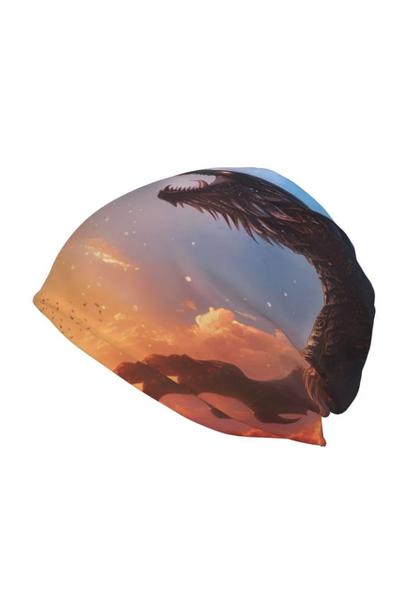 Red And Blue Fire Cloud Dragon Print Unisex Knit Beanie for Men Women Winter Hat,Beanies Skull Caps