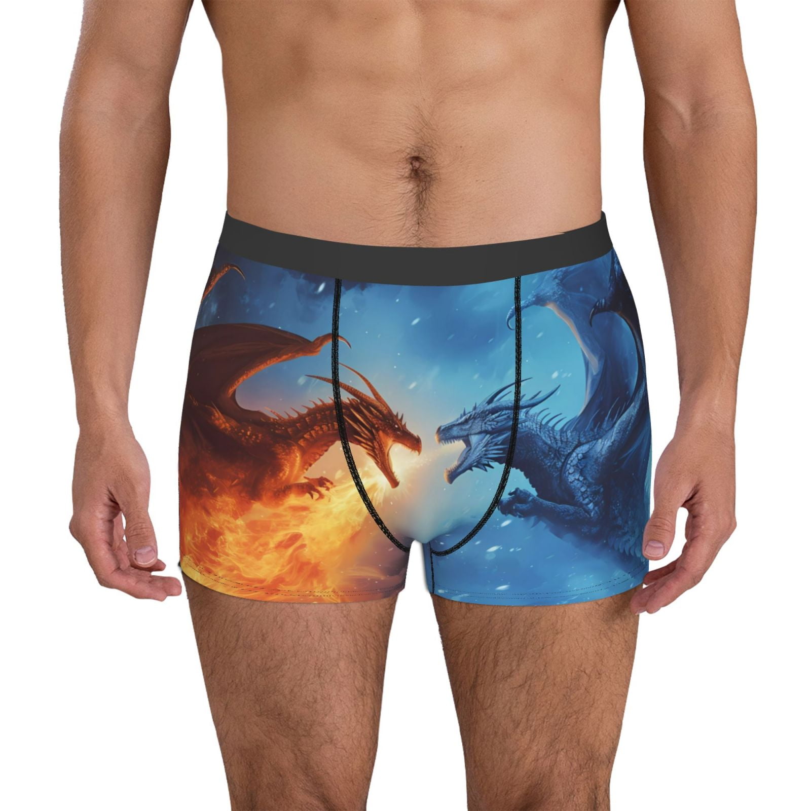 Logiee Red And Blue Fire Dragon A Print Mens Boxer Briefs,Boxer Briefs ...