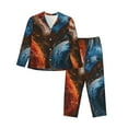 thumbnail image 1 of Logiee Red And Blue Fire Dragon F Print Womens Pajamas Set,Long Sleeve Sleepwear,Button Down Lounge Set 2 Pieces,Soft Nightwear Pjs Set-XX-Large, 1 of 7