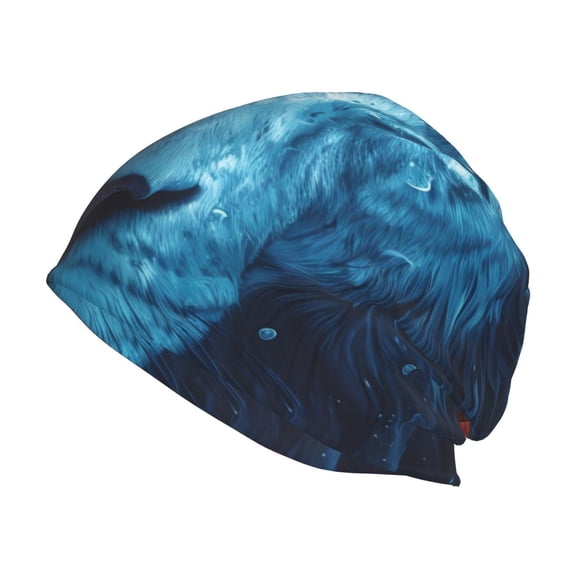 Logiee Red And Blue Fire Lion Print Unisex Knit Beanie for Men Women Winter Hat,Beanies Skull Caps