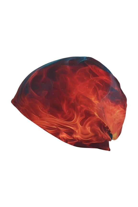 Red And Blue Fire Print Unisex Knit Beanie for Men Women Winter Hat,Beanies Skull Caps
