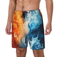 thumbnail image 1 of Logiee Red And Blue Waves Print Men's Swim Trunk,Quick Dry Board Shorts ,Men's Swim Trunks with Compression Liner, Bathing Suits with Pockets-Small, 1 of 6