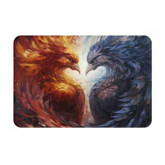 Logiee Red And White Fire Bird Print Welcome Mats for Entryway,Door Mat for Front Door,Entry Mat,Doormat for Garden, Garage, Patio, Home, Porch Decor