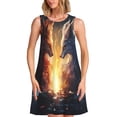 thumbnail image 1 of Logiee Red And White Flame Fox Print Summer Dresses for Women,Beach Sleeveless Flowy Pocket Tshirt Tank Sundresses,Women's Sleeveless Dress, 1 of 7