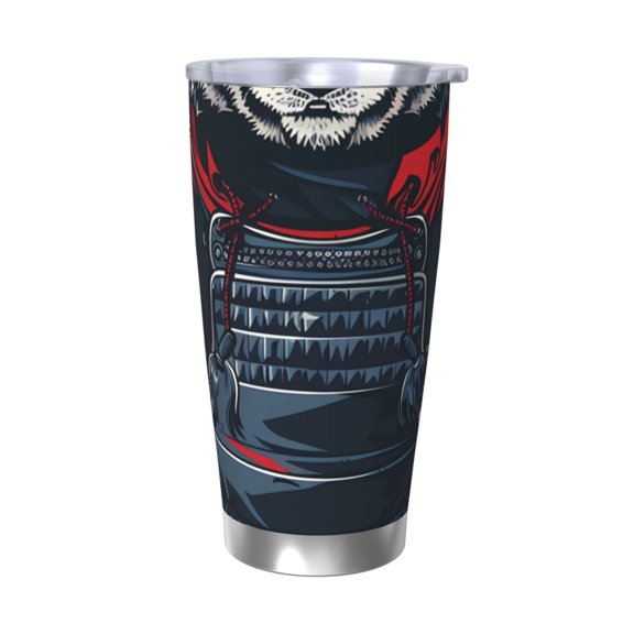 Logiee Red Black Eastern Panda Warrior Print 20OZ Car Cup with Lid, Stainless Steel Vacuum Insulated Double Wall Travel Tumbler, Durable Insulated Coffee Mug,Thermal Cup with Straw-Without Straw