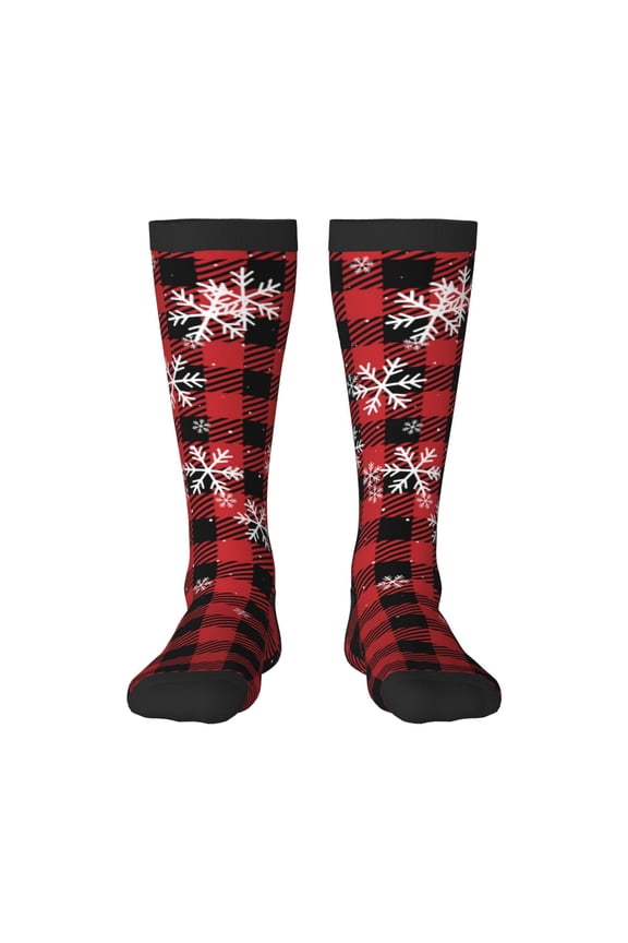 Red Buffalo Plaid Print Gift Stocking Stuffers,Adult Stockings,Novelty Socks,Funny Socks Birthday Running Walking Sleeping