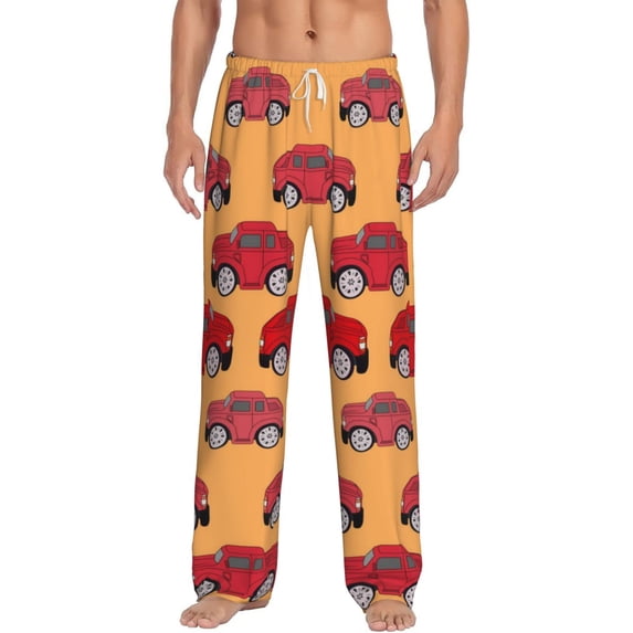Logiee Red Cars Print Pajama Pants for Men,Men’s Pajama Bottoms,Mens PJ Pants with Pockets & Button Fly-3X-Large