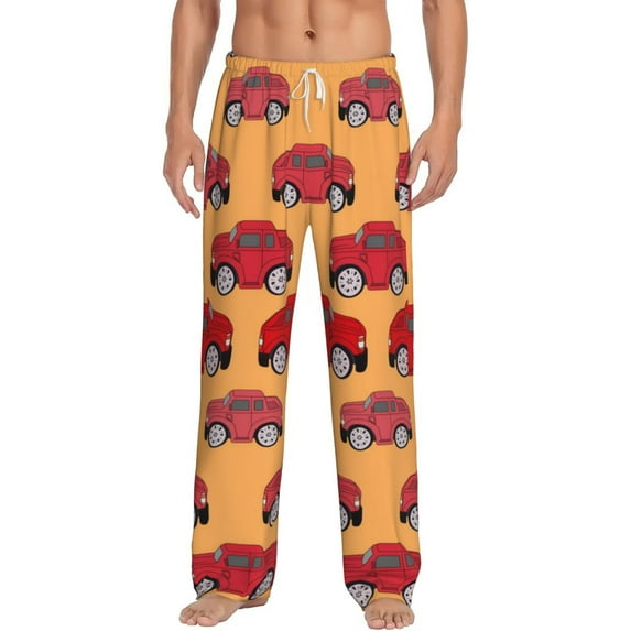 Logiee Red Cars Print Pajama Pants for Men,Men’s Pajama Bottoms,Mens PJ Pants with Pockets & Button Fly-XX-Large