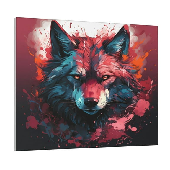 Logiee Red Flame Wolf Head Print Canvas Wall Art ,Art Poster,Canvas Decorative Picture,Decor Wall Pictures for Living Room Bedroom Bathroom,Ready to Hang