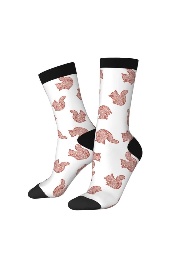 Red Fox Print Adult Socks for Men & Women,Calf Socks, Ankle Socks,Boots Socks,Breathable Casual Sock,Unisex Crew Socks